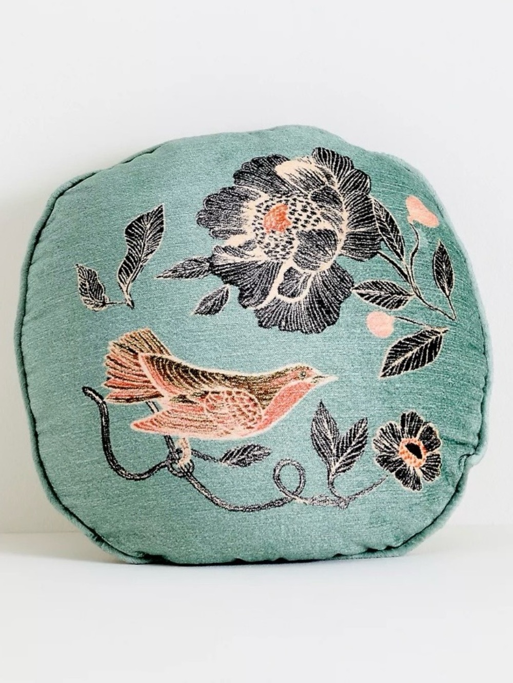 Anthropologie Claudette Cotton Velvet Printed Floral Pillow